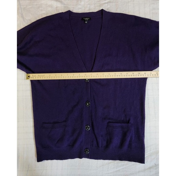 Talbots Womens Cashmere Blend Lightweight Cardigan Sequened Buttons L - Picture 8 of 9